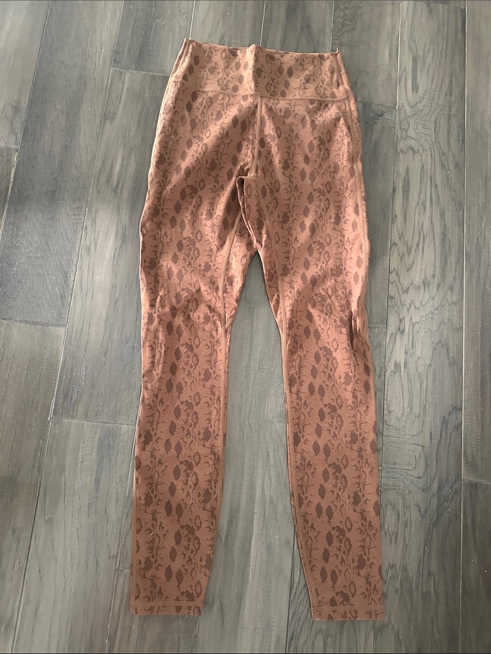 High-Rise Snake-Print Leggings  - Rust/Brown